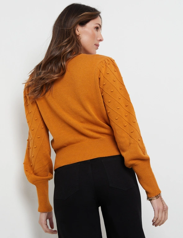 Katies Long Sleeve Placement Texture Cable Jumper, hi-res image number null