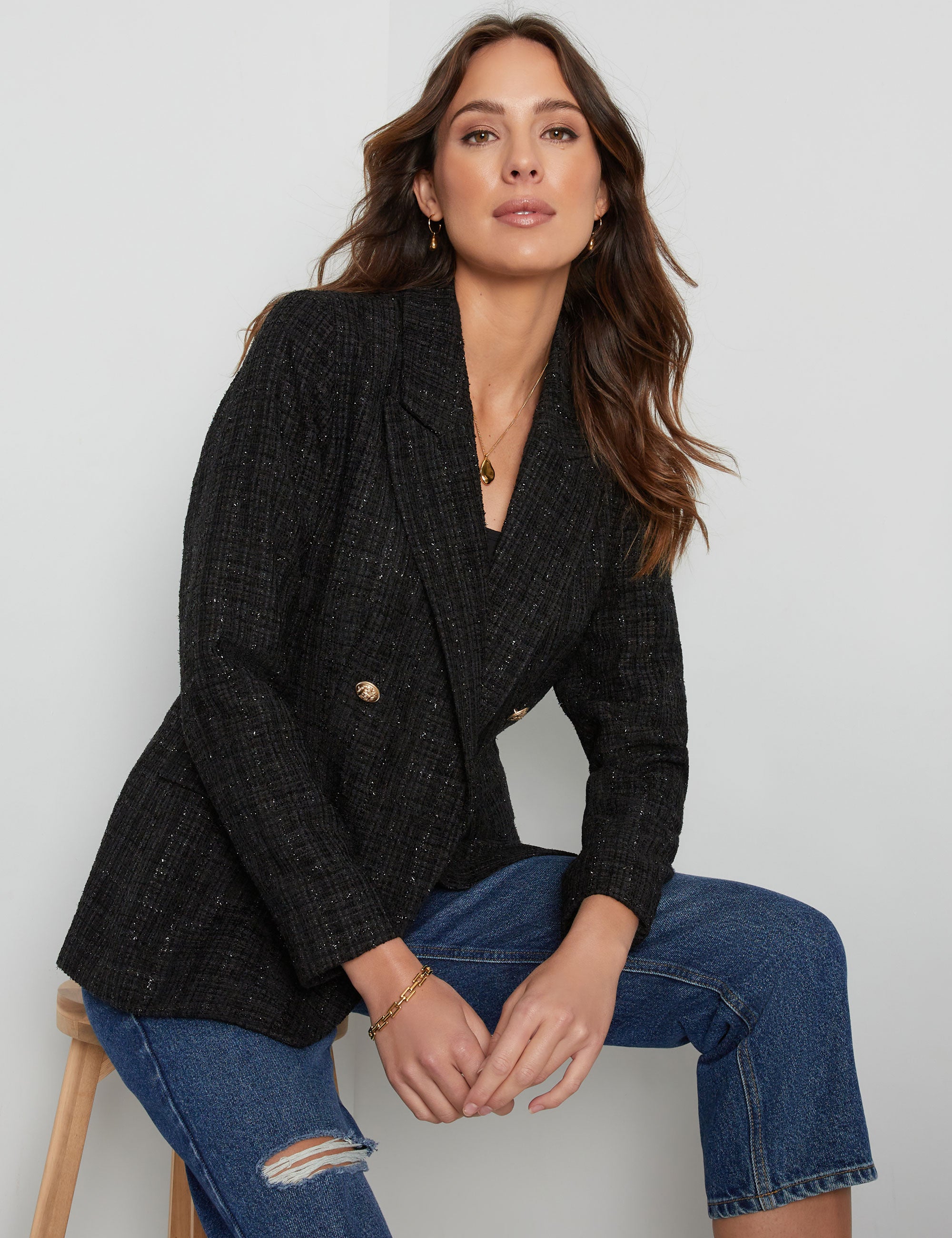 Katies Long Sleeve Texture Blazer | W Lane