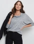 Katies 3Q Sleeve Cowl Neck Fluffy Knit Top, hi-res