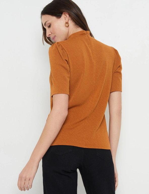 Katies Elbow Sleeve Texture Mock Neck Knit Top, hi-res image number null