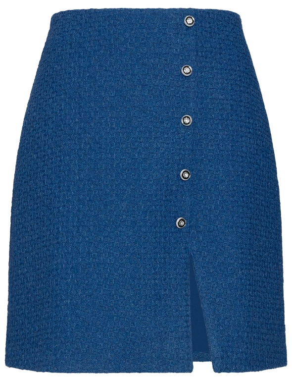 Katies Knee Length Button Detail Tweed Skirt, hi-res image number null