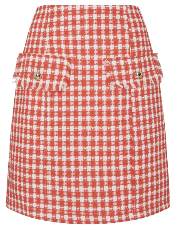 Katies Texture Tweed Pocket Trim Knee Skirt | Katies Australia