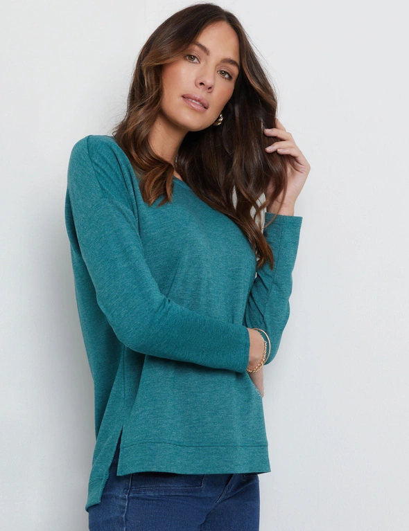 Katies Long Sleeve Texture Jacquard Knit Top, hi-res image number null