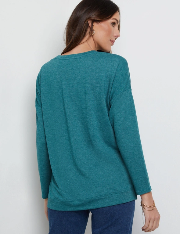 Katies Long Sleeve Texture Jacquard Knit Top, hi-res image number null