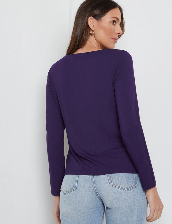 Katies Long Sleeve Twist Knot Front Knit Top, hi-res image number null
