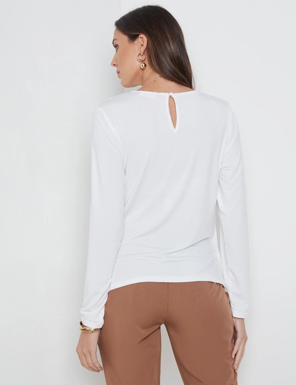 Katies Long Sleeve Faux Wrap Knit Top, hi-res image number null