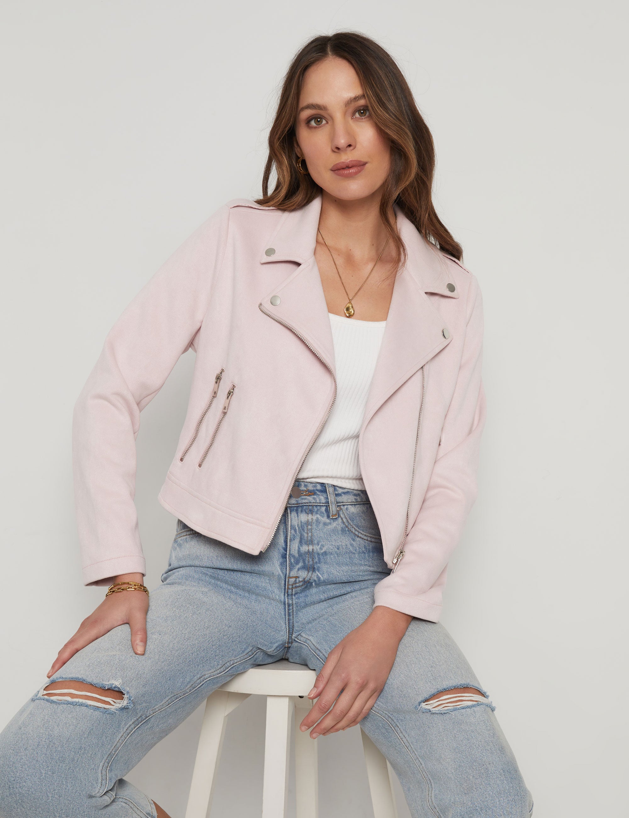 Dusty pink hotsell biker jacket