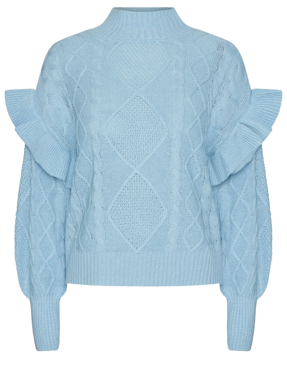 Katies Long Ruffle Sleeve Cable Jumper, hi-res image number null