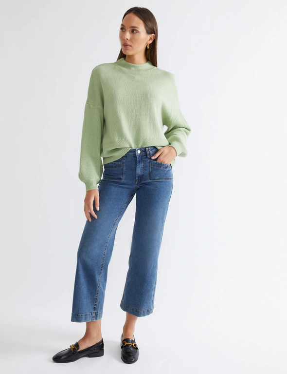 Katies Long Puff Sleeve Cotton Blend Jumper, hi-res image number null