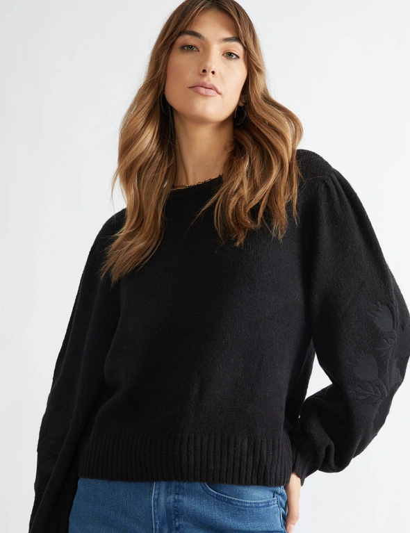 Katies Long Sleeve Embroidered Sleeve Jumper, hi-res image number null