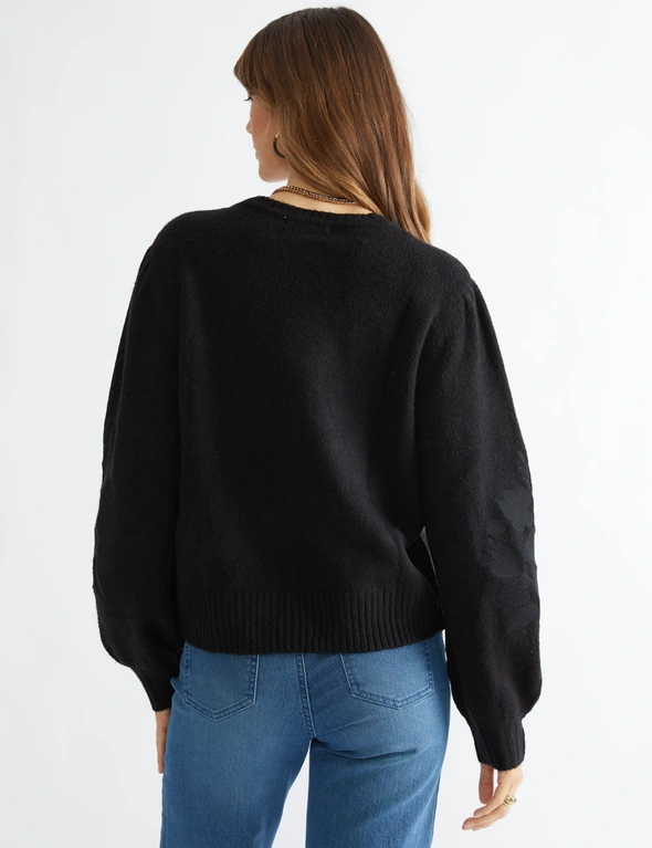 Katies Long Sleeve Embroidered Sleeve Jumper, hi-res image number null