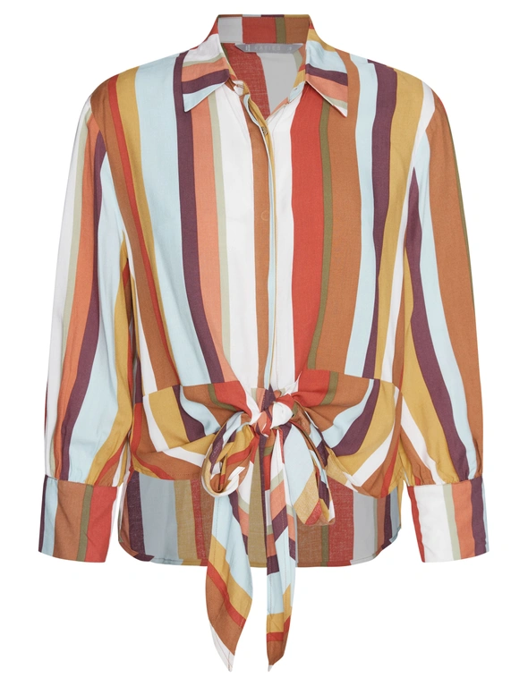 Katies Long Sleeve Stripe Tie Front Shirt | EziBuy Australia