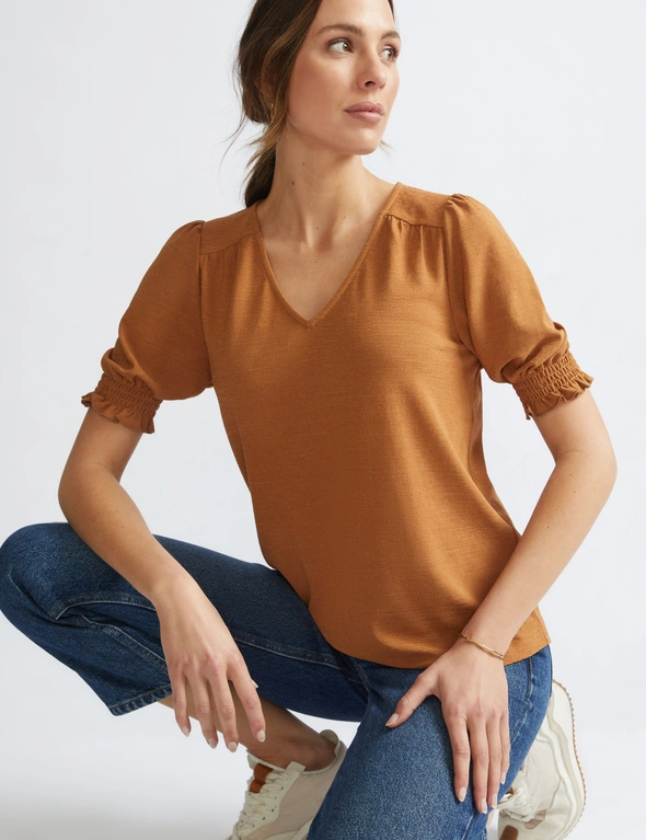 Katies Short Sleeve Texture Knit Top, hi-res image number null