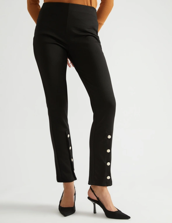 Katies Full Length Gold Button Ponte Pants, hi-res image number null