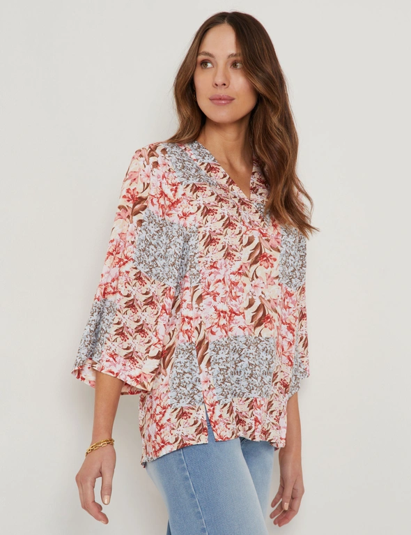 Katies 3Q Sleeve V Neck Top, hi-res image number null