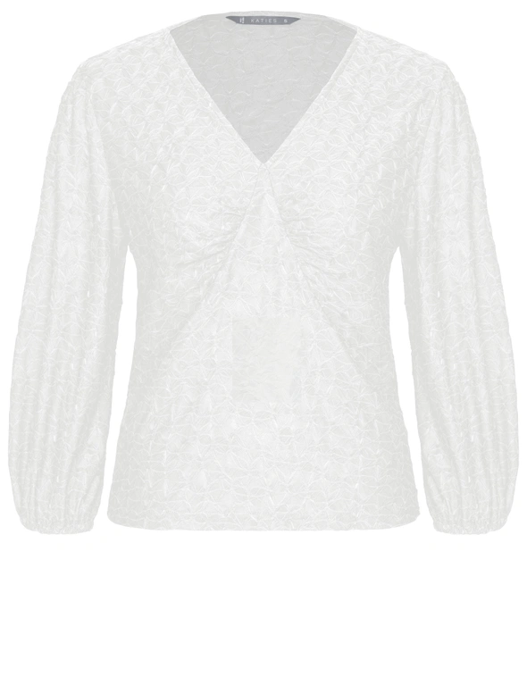 Katies Long Sleeve V Neck Texture Top, hi-res image number null