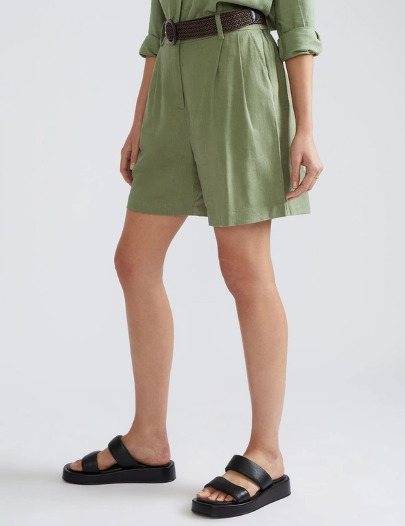 Katies Belted Linen Blend Shorts, hi-res image number null