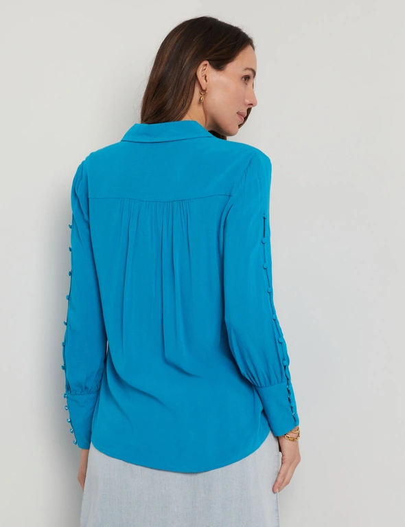 Katies Long Sleeve Button Trim Shirt, hi-res image number null