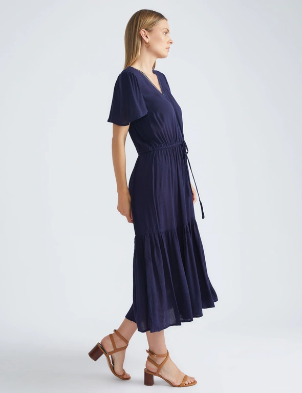 Katies Short Sleeve Lace Trim Maxi Dress, hi-res image number null