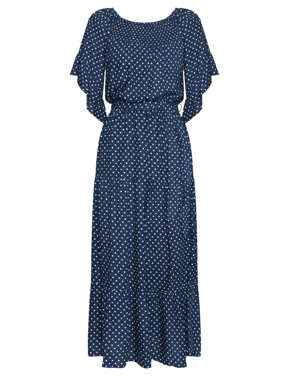 Katies 3Q Sleeve Smocked Trim Maxi Dress | EziBuy Australia