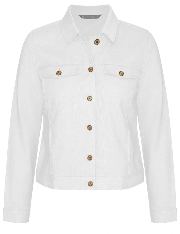 Katies Long sleeve Linen Blend Denim Style Jacket | EziBuy Australia