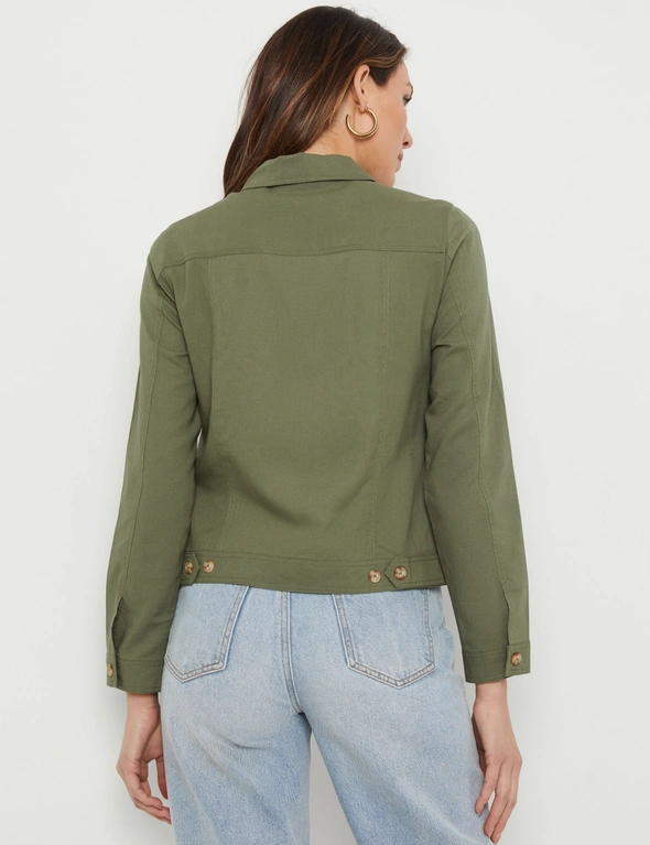 Katies Long sleeve Linen Blend Denim Style Jacket | EziBuy NZ