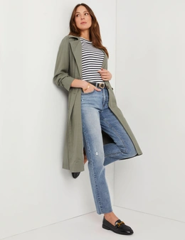 Katies Long Sleeve Linen Blend Trench Jacket