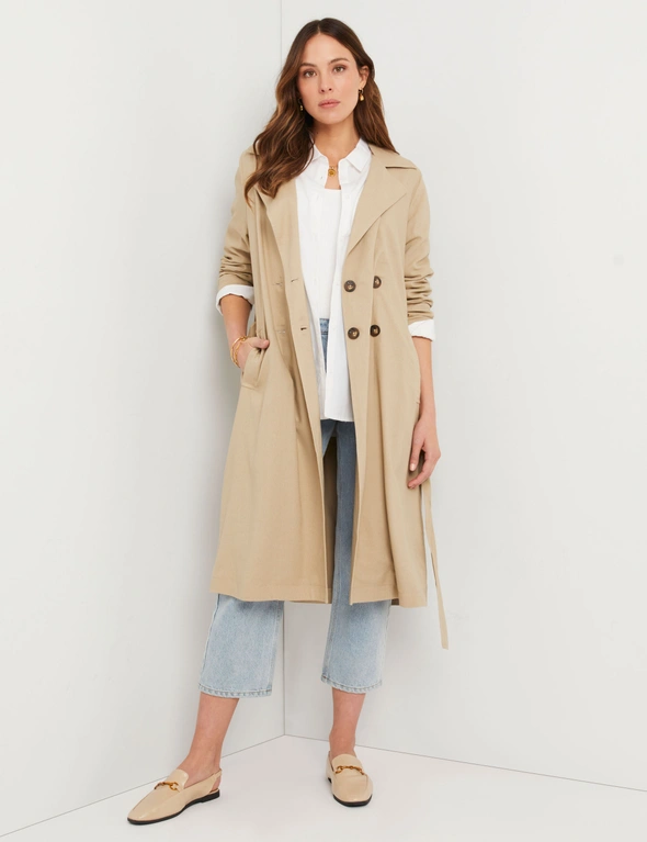 Katies Long Sleeve Linen Blend Trench Jacket | EziBuy Australia