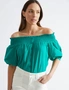 Katies 3Q Sleeve Cotton Blend Off Shoulder Top, hi-res