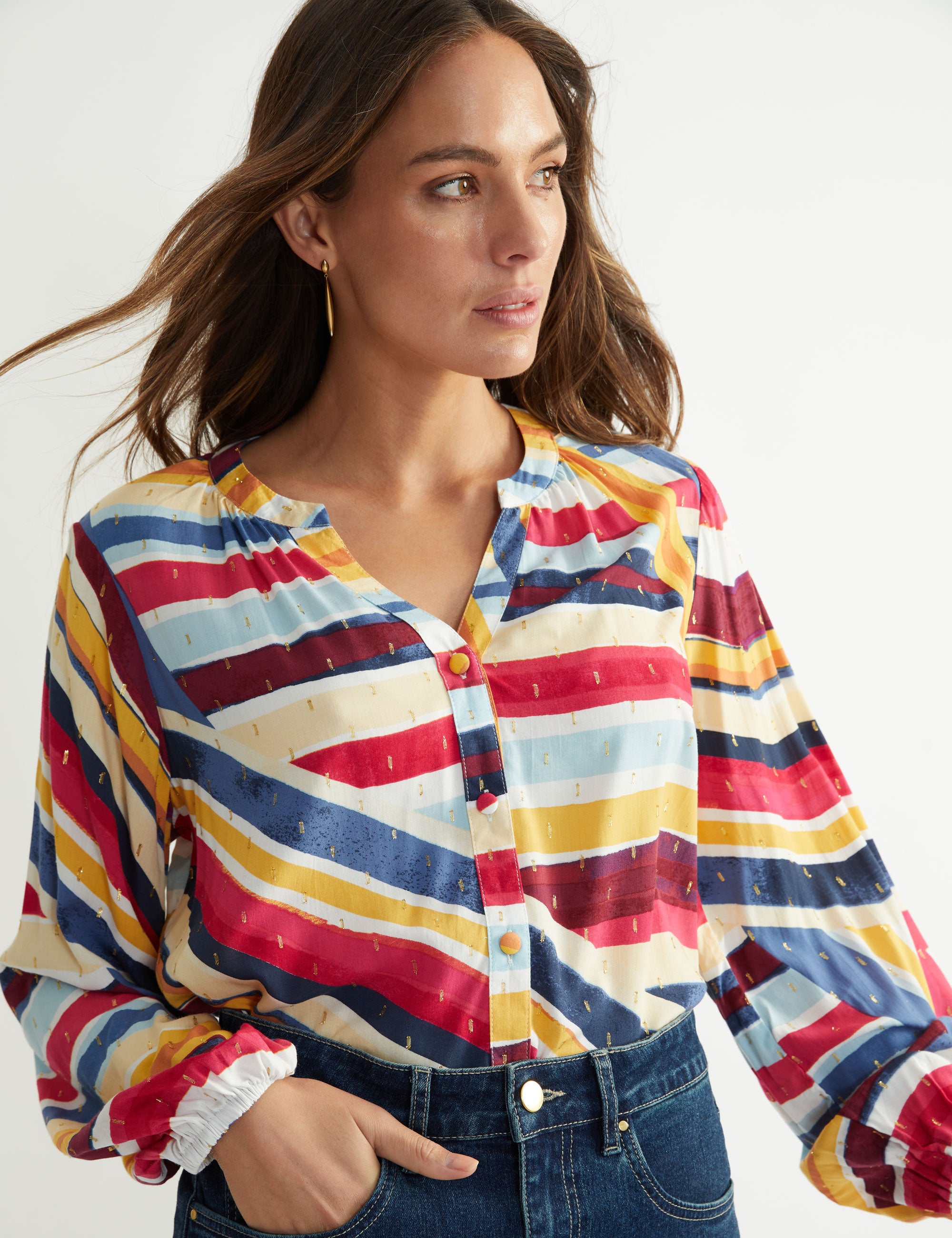 Katies Long Sleeve Button Through Blouse | EziBuy Australia