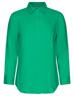 Katies 3Q Sleeve Linen Blend Shirt