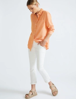 Katies 3Q Sleeve Linen Blend Shirt