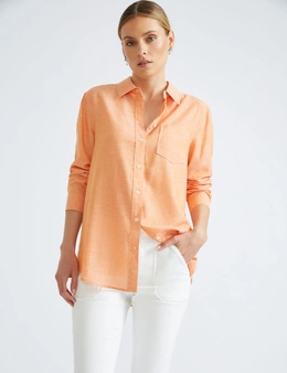 Katies 3/4 Sleeve Linen Blend Shirt