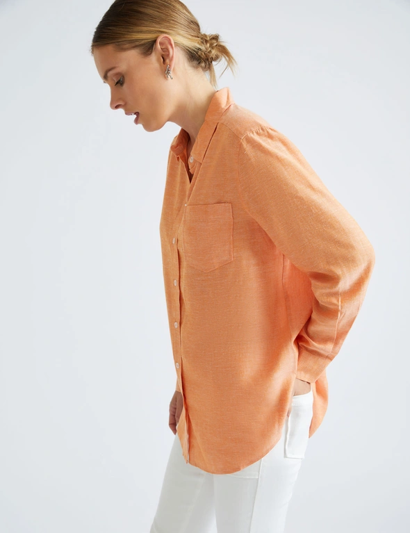 Katies 3Q Sleeve Linen Blend Shirt, hi-res image number null