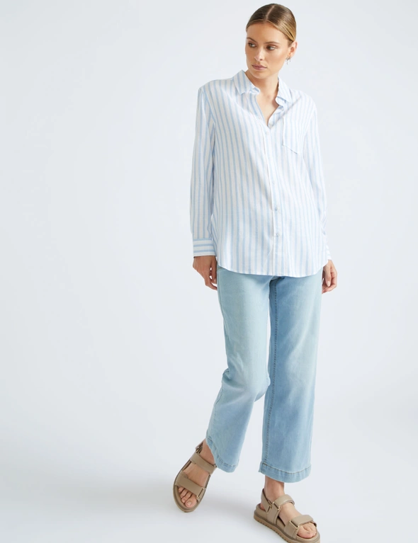 Katies 3Q Sleeve Linen Blend Shirt | EziBuy Australia