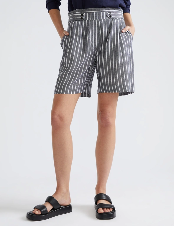 Katies Patch Pocket Linen Blend Stripe Shorts, hi-res image number null