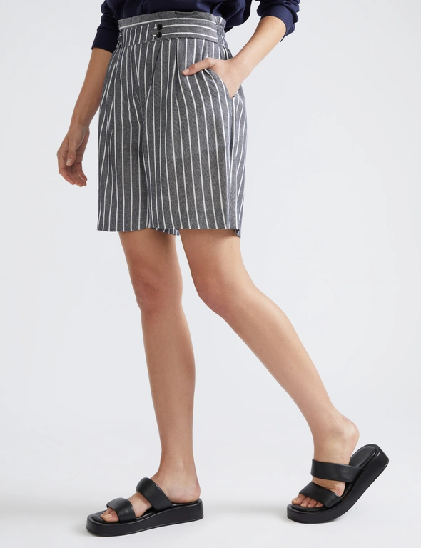 Katies Patch Pocket Linen Blend Stripe Shorts, hi-res image number null
