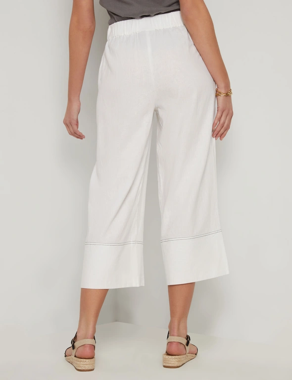 Katies Full Length Contrast Trim Linen Blend Pants, hi-res image number null