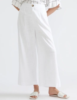 Katies Full Length Linen Blend Front Tuck Detail Pants