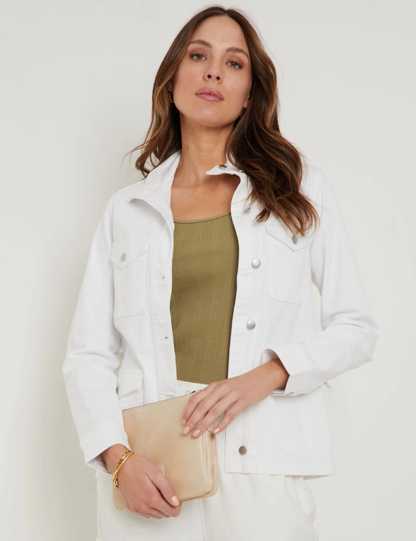 Katies Long Sleeve Cotton Blend Casual Jacket, hi-res image number null