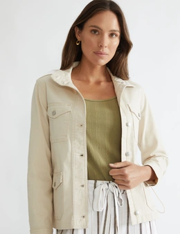 Katies Long Sleeve Cotton Blend Casual Jacket
