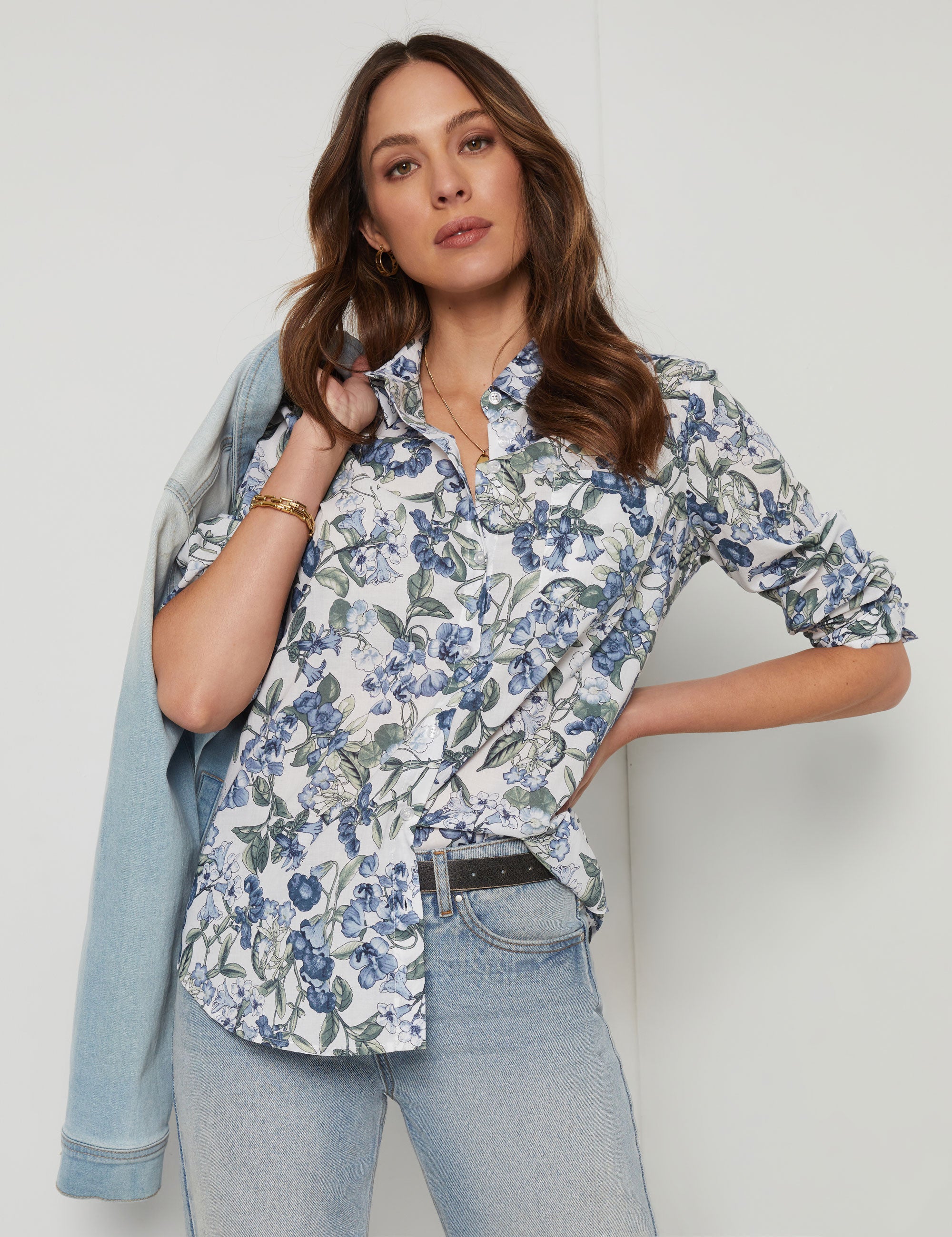 Katies 3Q Sleeve Printed Voile Shirt | EziBuy NZ