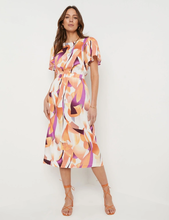 Katies Short Sleeve Linen Midi Dress | W Lane