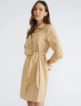 Katies 3Q Sleeve Stripe Short Shirt Dress