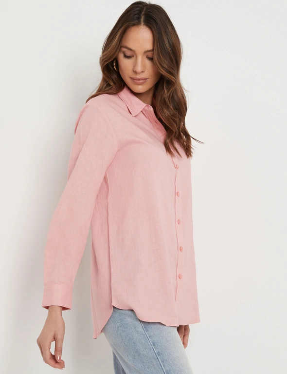 Katies 3Q Sleeve Linen Blend Printed Shirt | EziBuy NZ
