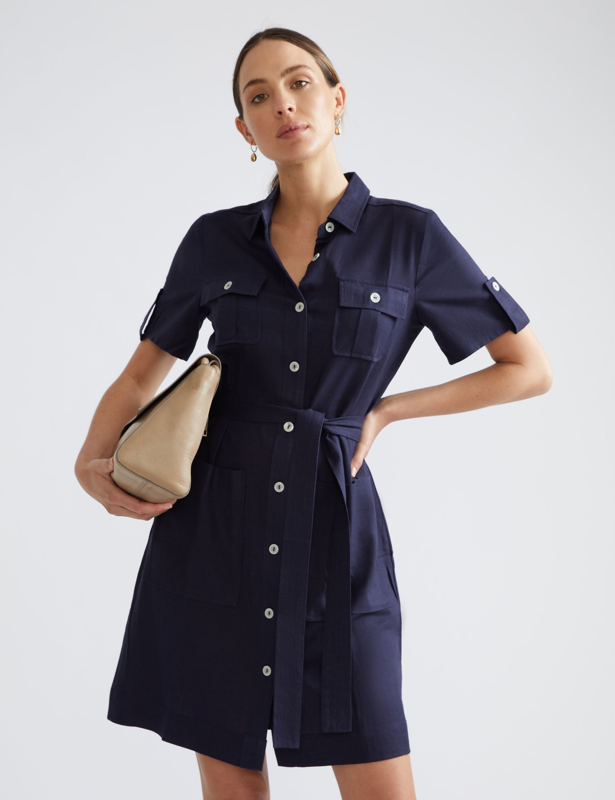 Katies 3q Sleeve Midi Shirt Dress Ezibuy Nz 0820