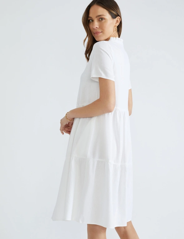 Katies Cap Sleeve Split Neck Tiered Dress | EziBuy Australia
