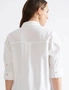 Katies Elbow Sleeve Half  Placket Linen Blend Shirt, hi-res