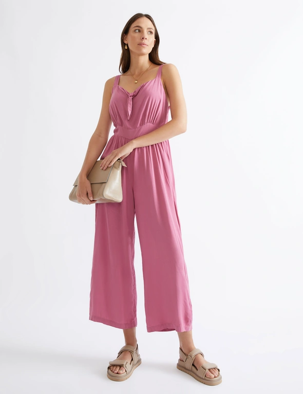 Katies 7/8 Sleeveless Tie Front Jumpsuit, hi-res image number null
