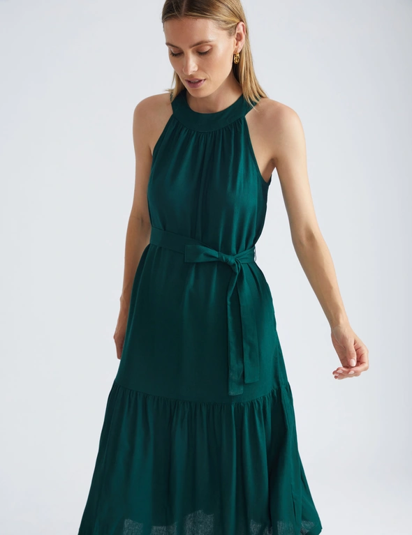 Katies Sleeveless Tie Trim Linen Blend Dress | EziBuy NZ